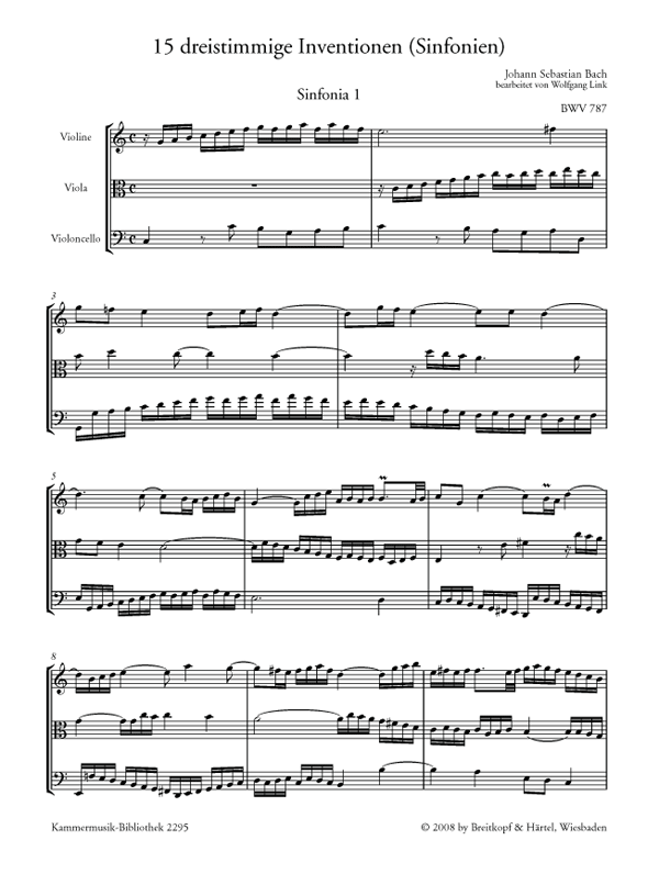 Bach: 15 Three-Part Inventions (arr. for string trio)