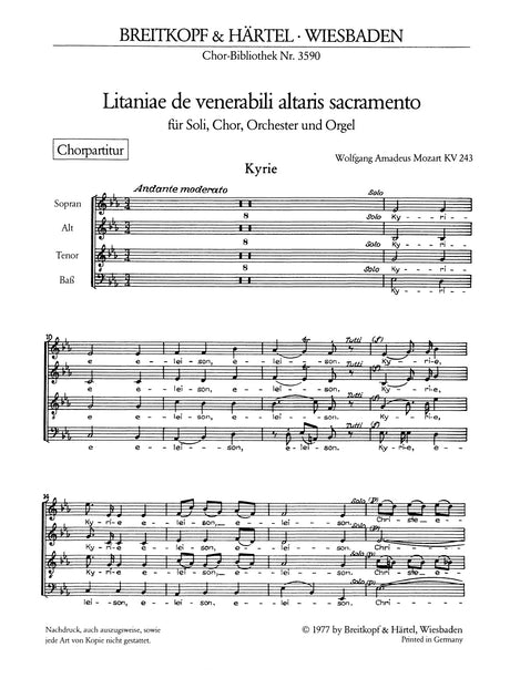 Mozart: Litaniae de venerabili altaris sacramento, K. 243