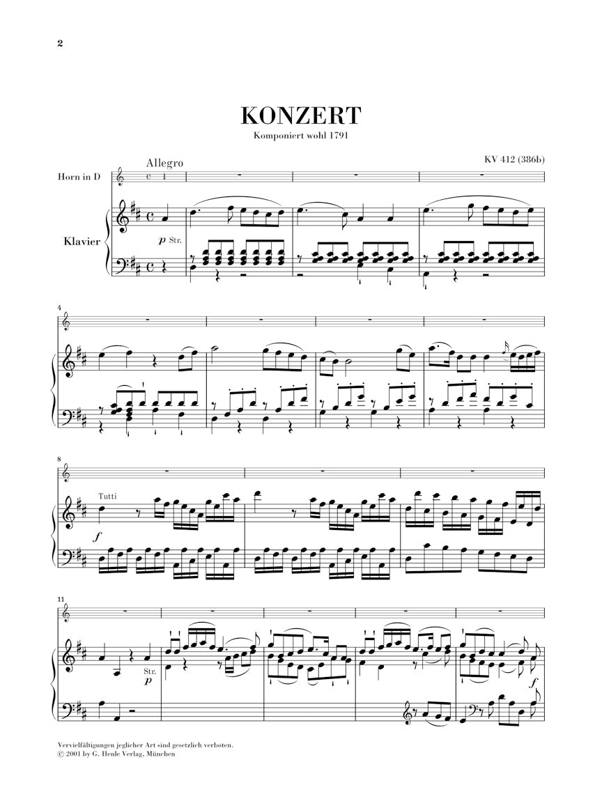 Mozart: Horn Concerto No. 1 in D Major, K. 412/514 (386b)