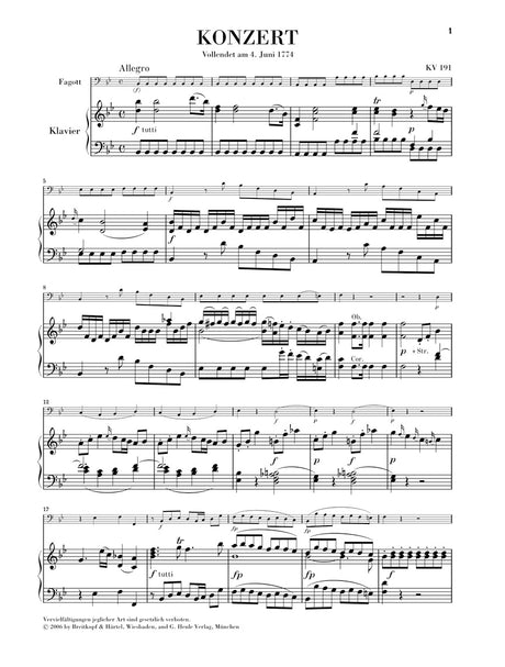 Mozart: Bassoon Concerto in B-flat Major, K. 191 (186e)