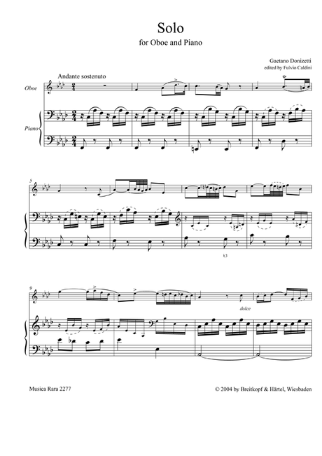 Donizetti: Solo for Oboe and Piano in F Minor