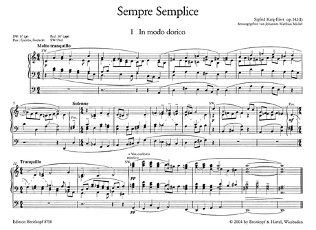 Karg-Elert: Sempre Semplice, Op. 142