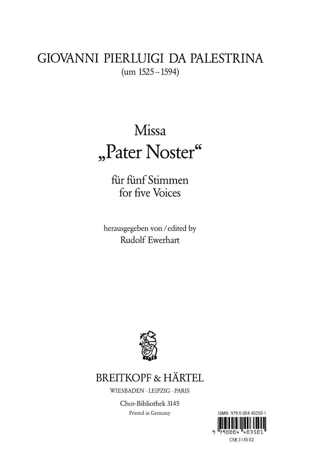 Palestrina: Missa "Pater noster"