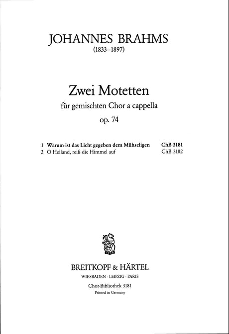 Brahms: 2 Motets, Op. 74