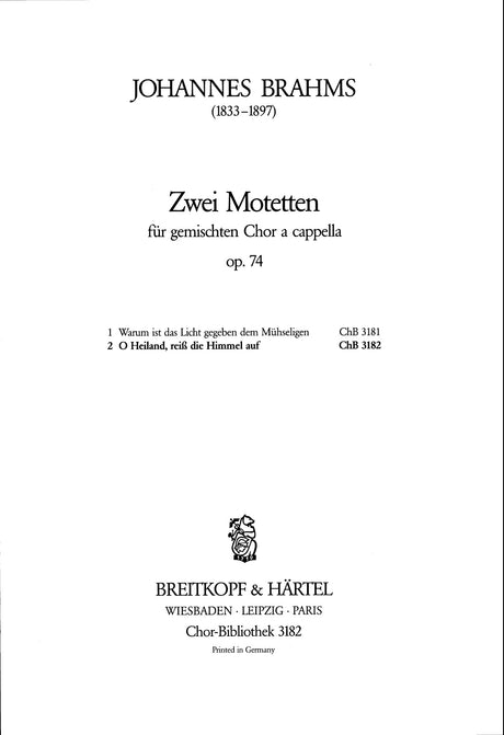 Brahms: 2 Motets, Op. 74