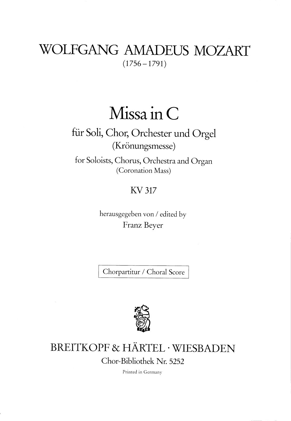 Mozart: Missa in C Major, K. 317 ("Coronation Mass")