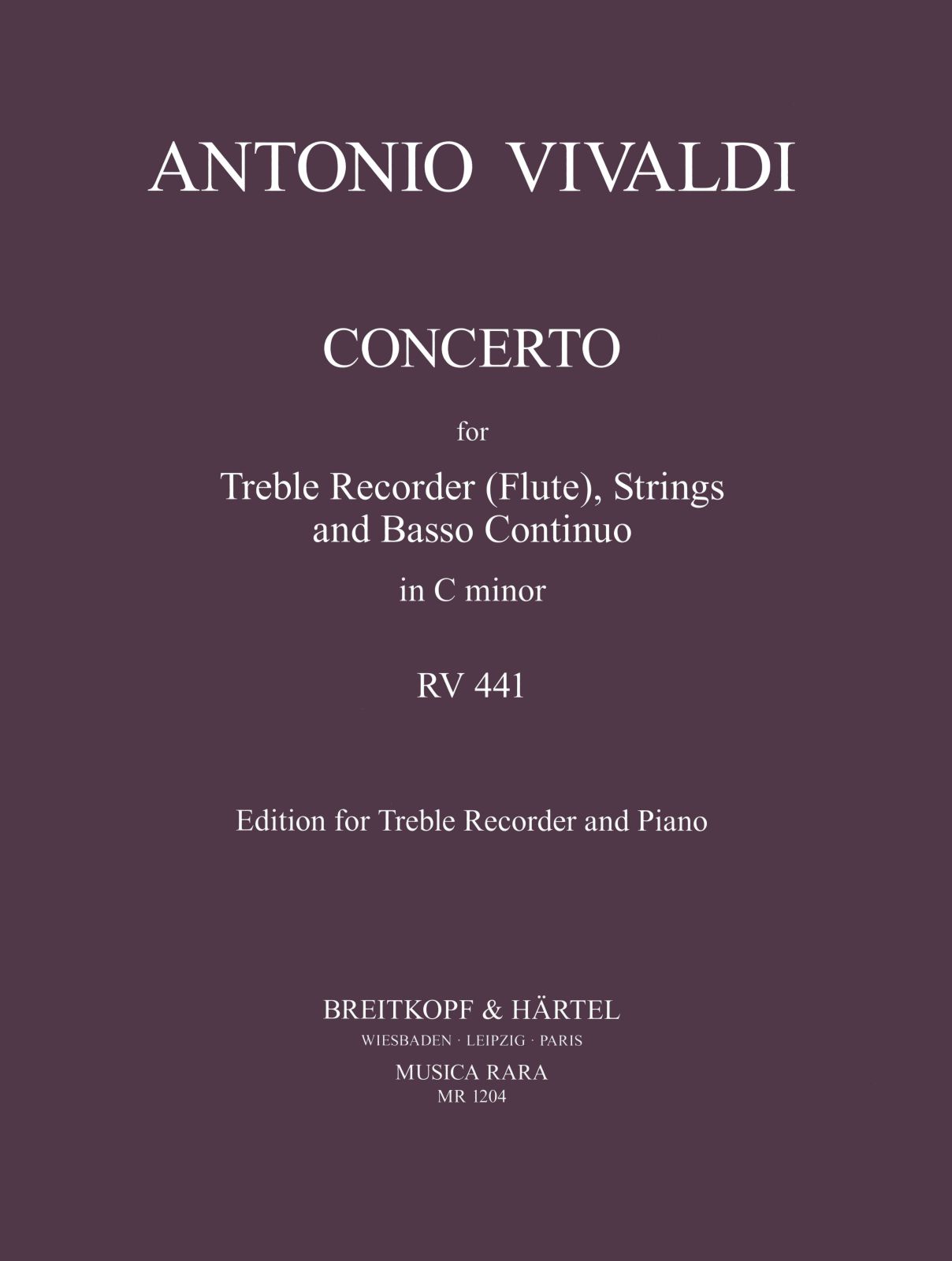 Vivaldi: Recorder (Flute) Concerto in C Minor, RV 441