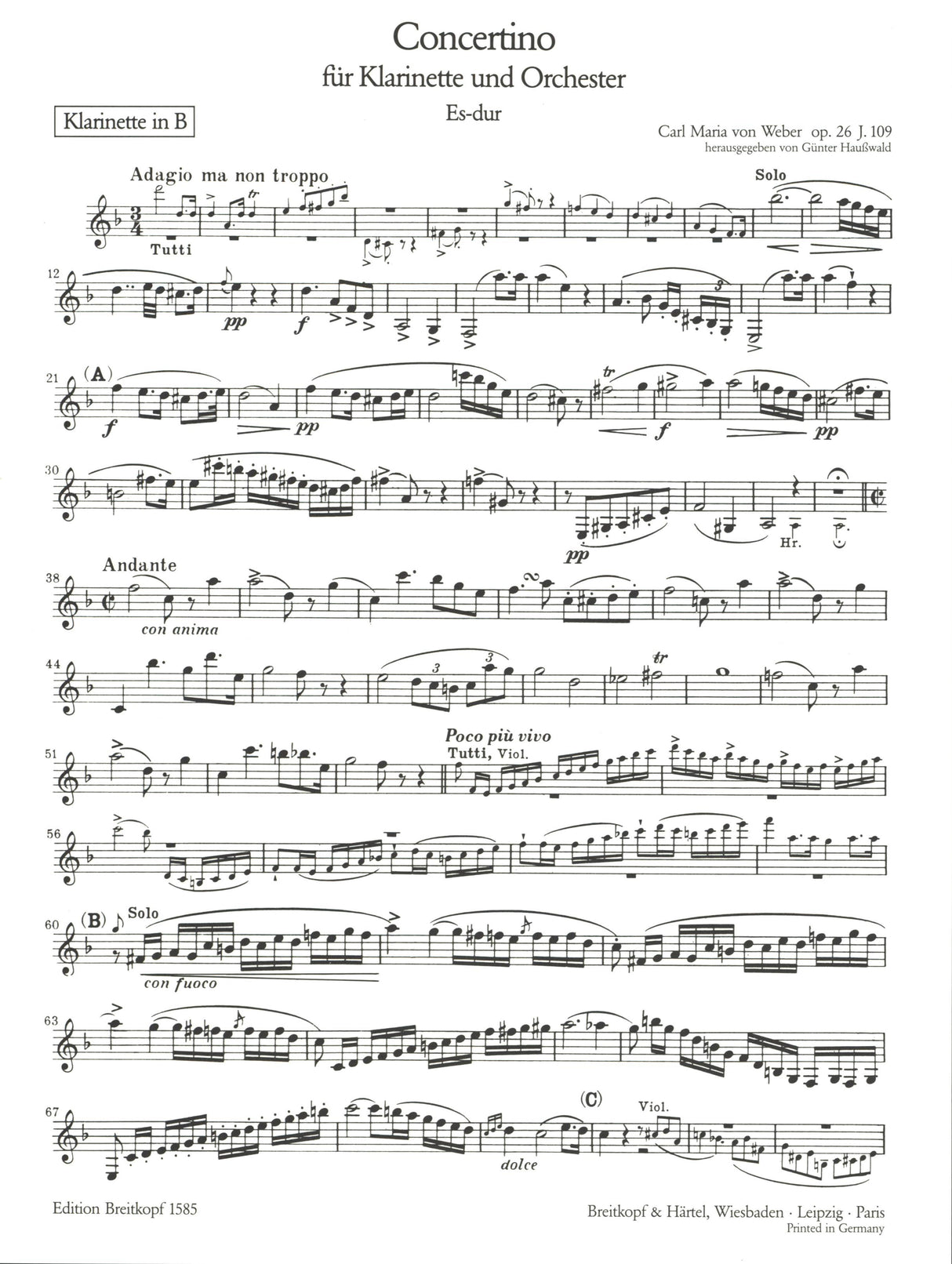 Weber: Concertino in E-flat Major, J. 109, Op. 26