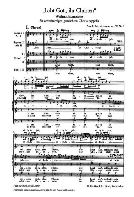 A. Mendelssohn: Lobt Gott, ihr Christen, Op. 90, No. 9